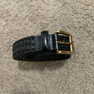 Men’s Genuine Leather Braided Black Belt 42